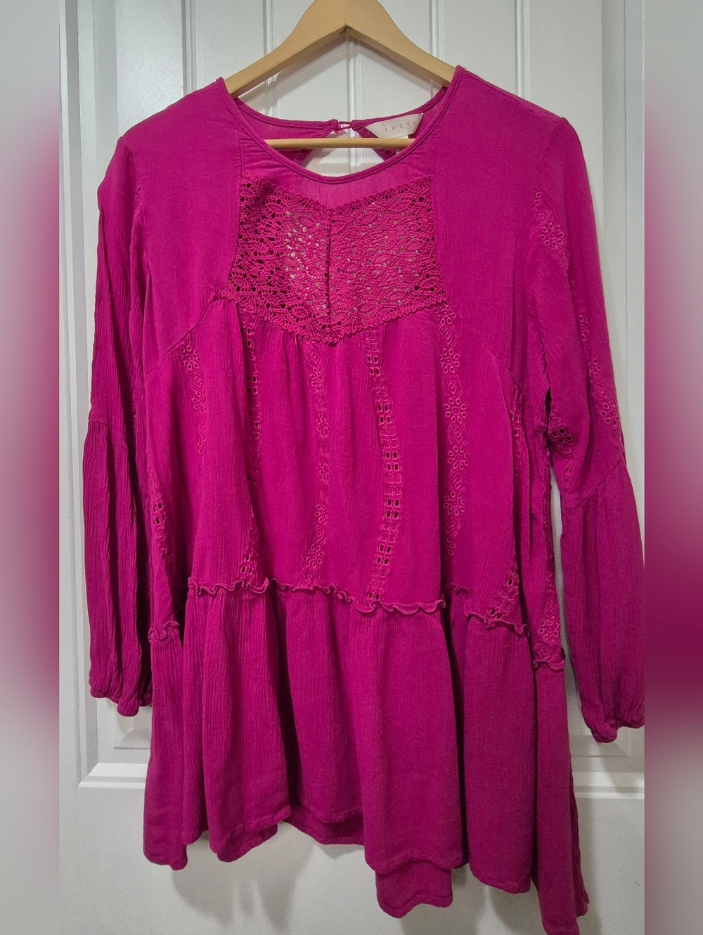 Womens Adiva Rayon Lace Tunic Blouse Size Large